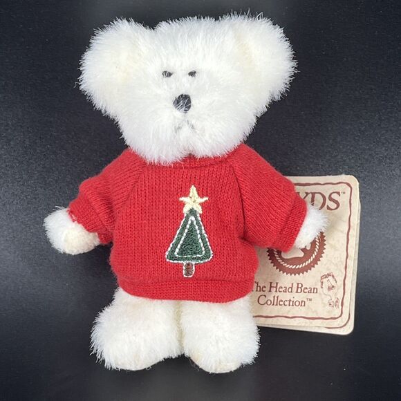 Boyds Bears 4” Mini Christmas Bear Red Sweater with Christmas Tree Vintage Gift - Picture 7 of 12